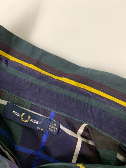 【中古品】【レディース】 FRED PERRY フレッドペリー PANELLED WOVEN SHIRT DRESS F8515 パネル切替シャツドレス 170-241121-yn-15-min サイズ：UK10 カラー：ネイビー他 万代Net店