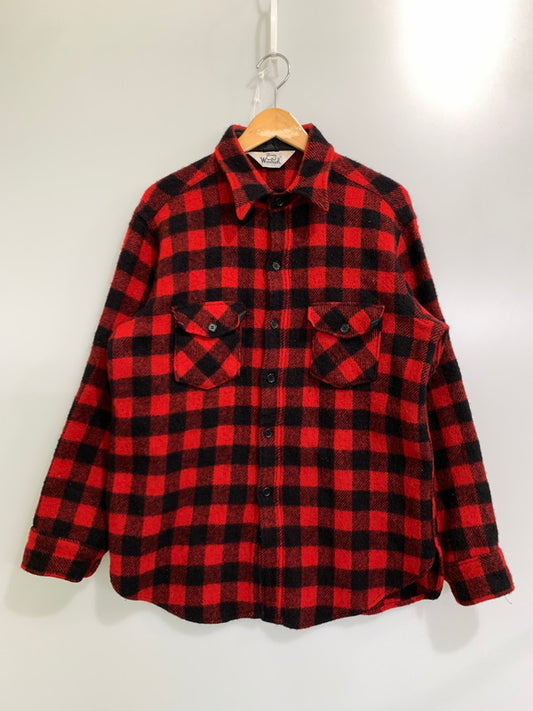 【中古品】【メンズ】 WOOLRICH ウールリッチ 70's BUFFALO CHECK WOOL SHIRT チェックウールシャツ 長袖シャツ トップス 144-241121-yn-16-min カラー：レッド/ブラック 万代Net店