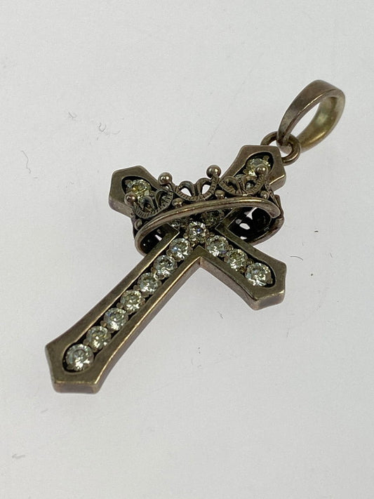 【中古品】【メンズ】 Justin Davis ジャスティンデイビス SPJ122 CROSS WITH CROWN STONE ペンダントトップ クロスウィズ クラウン ストーン アクセサリー 192-241121-me-14-min カラー：シルバー 万代Net店