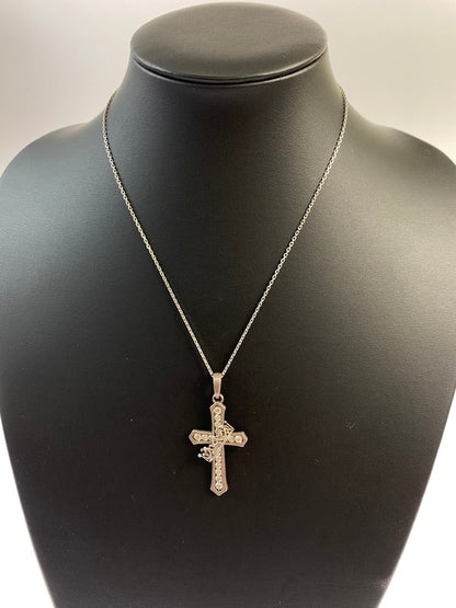 【中古品】【メンズ】 Justin Davis ジャスティンデイビス SPJ122 CROSS WITH CROWN STONE ペンダントトップ クロスウィズ クラウン ストーン アクセサリー 192-241121-me-14-min カラー：シルバー 万代Net店