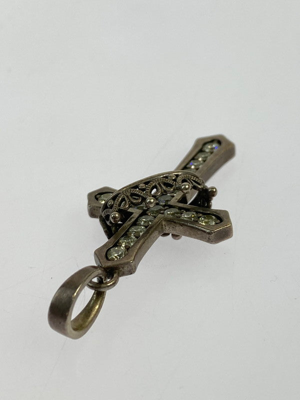 【中古品】【メンズ】 Justin Davis ジャスティンデイビス SPJ122 CROSS WITH CROWN STONE ペンダントトップ クロスウィズ クラウン ストーン アクセサリー 192-241121-me-14-min カラー：シルバー 万代Net店