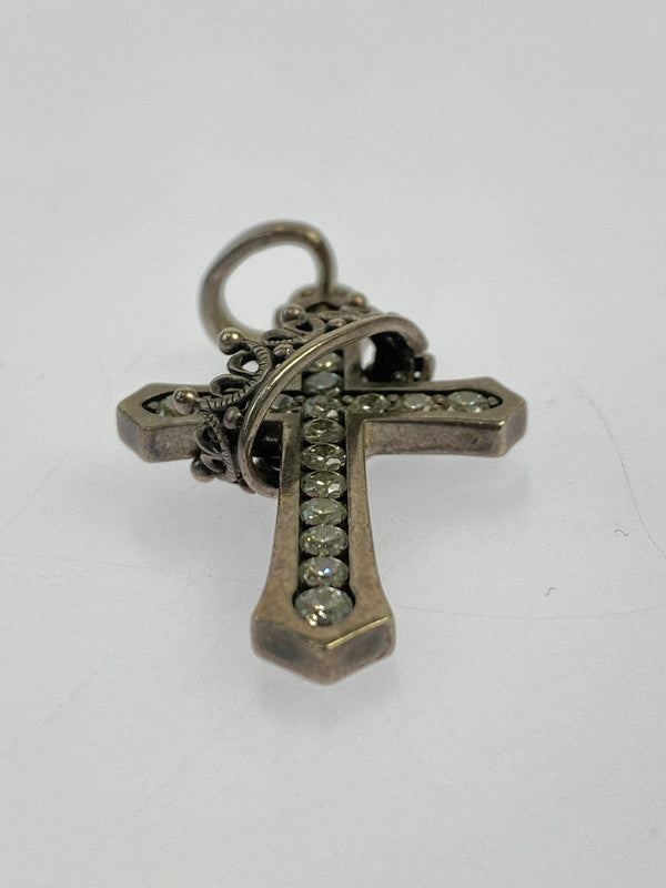 【中古品】【メンズ】 Justin Davis ジャスティンデイビス SPJ122 CROSS WITH CROWN STONE ペンダントトップ クロスウィズ クラウン ストーン アクセサリー 192-241121-me-14-min カラー：シルバー 万代Net店