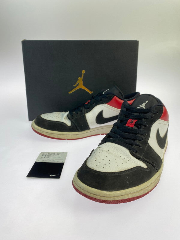 【中古品】【メンズ】 NIKE ナイキ 553558-116 AIR JORDAN 1 LOW  BLACK TOE エアジョーダン 1 ロウ スニーカー シューズ 靴 160-241121-me-03-min サイズ：28.5cm US10.5 カラー：WHITE/BLACK-GYM RED 万代Net店