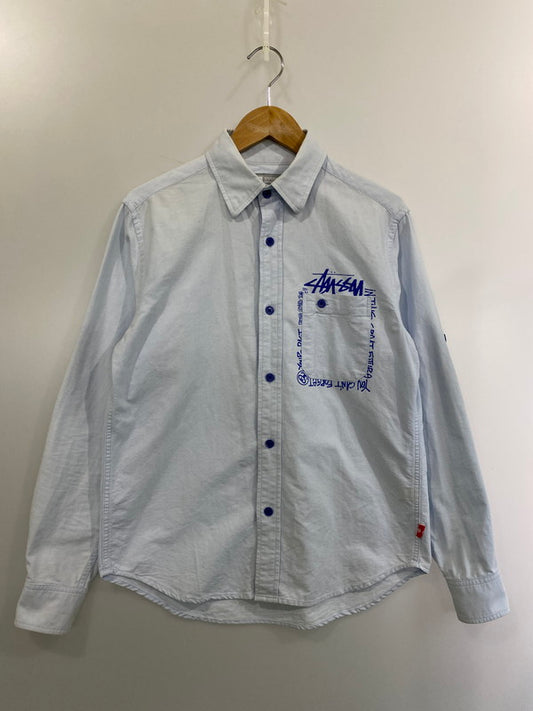 【中古品】【メンズ】 STUSSY ステューシー 00’S L S WORK SHIRT 長袖シャツ 142-241119-AS-32-min サイズ：S カラー：ブルー 万代Net店