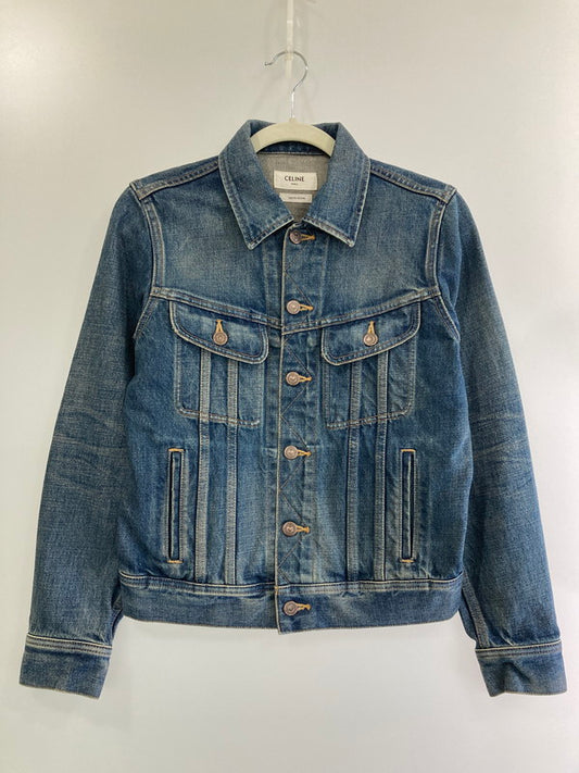 【中古品】【レディース】 CELINE セリーヌ 2Q768365M 23AW DENIM TRUCKER JACKET アウター デニムジャケット 168-241124-AS-9-min サイズ：S カラー：インディゴ 万代Net店