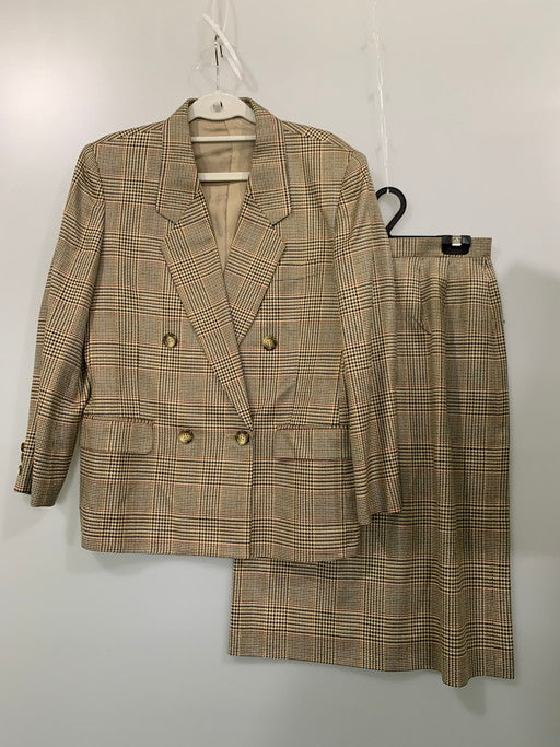 【中古品】【レディース】 Burberrys バーバリーズ CHECK SUIT FJA24-200 チェックスーツ セットアップ ジャケット スカート 170-250225-yn-11-min サイズ：9AR カラー：ブラウン系 万代Net店