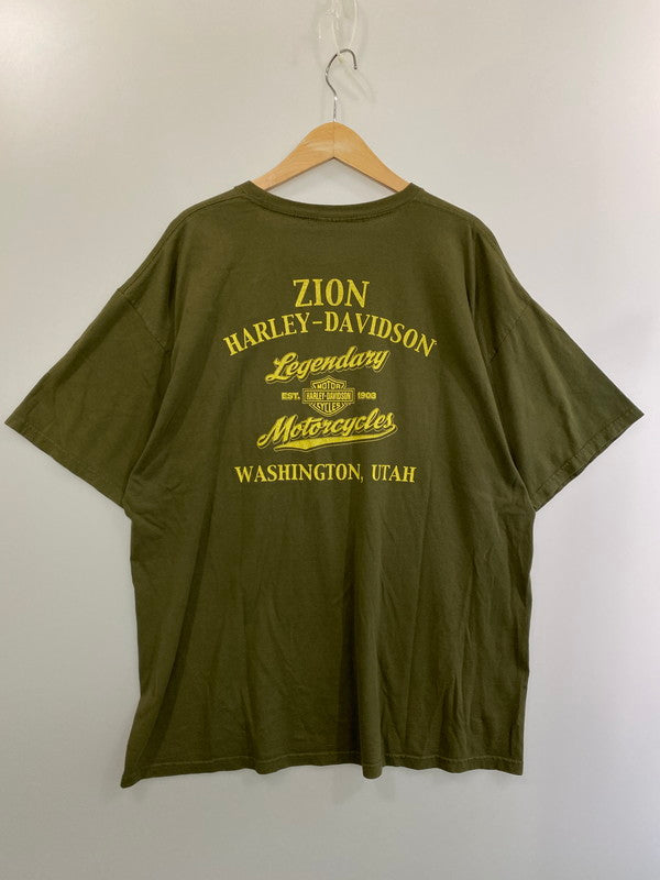 【中古品】【メンズ】 HARLEY DAVIDSON ハーレーダビッドソン S/S PRINT TEE ショートスリーブ プリントTシャツ 半袖Tシャツ トップス 146-241202-yn-29-min カラー：オリーブグリーン 万代Net店