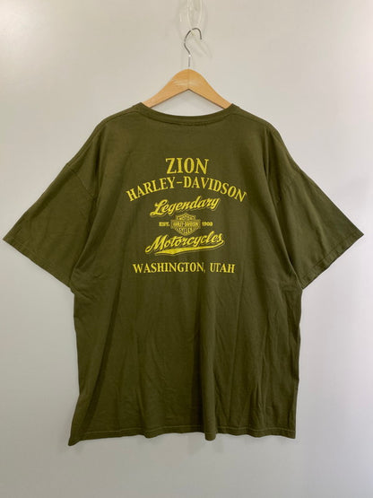 【中古品】【メンズ】 HARLEY DAVIDSON ハーレーダビッドソン S/S PRINT TEE ショートスリーブ プリントTシャツ 半袖Tシャツ トップス 146-241202-yn-29-min カラー：オリーブグリーン 万代Net店