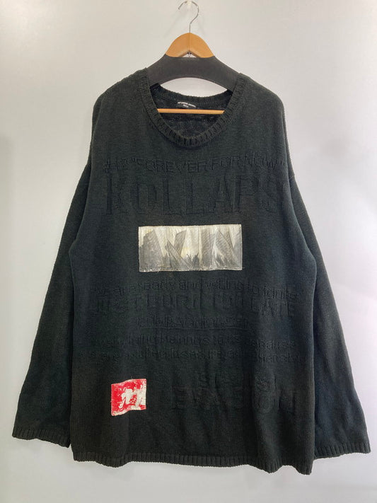 【中古品】【メンズ】  RAF SIMONS REDUX ラフシモンズ 21SS 02SSテロ期復刻 パッチオーバーサイズニット 141-241123-ks-33-min サイズ：2 カラー：ブラック 万代Net店