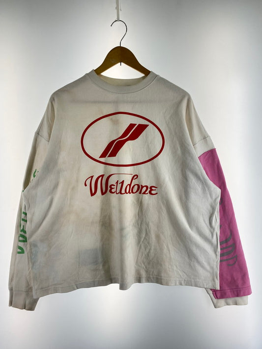 【現状渡し品】【メンズ】 WELLDONE ウェルダン WD-TP7-20-083-U-WH REMAKE LOGO LONG SLEEVE ロゴロングスリーブ トップス 142-241202-ks-03-min サイズ：S カラー：ホワイト 万代Net店
