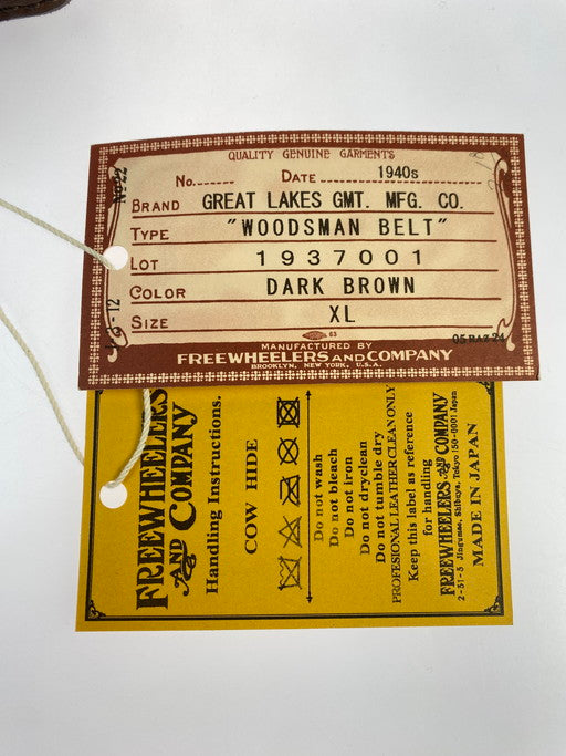 【中古品】【メンズ】  FREEWHEELERS-GREAT LAKES GMT.MFG.CO.- フリーホイーラーズ-グレイトレイクス 1937001 WOODSMAN BELT"DARK BROWN" ベルト 205-241207-AS-21-min サイズ：XL カラー：ブラウン 万代Net店