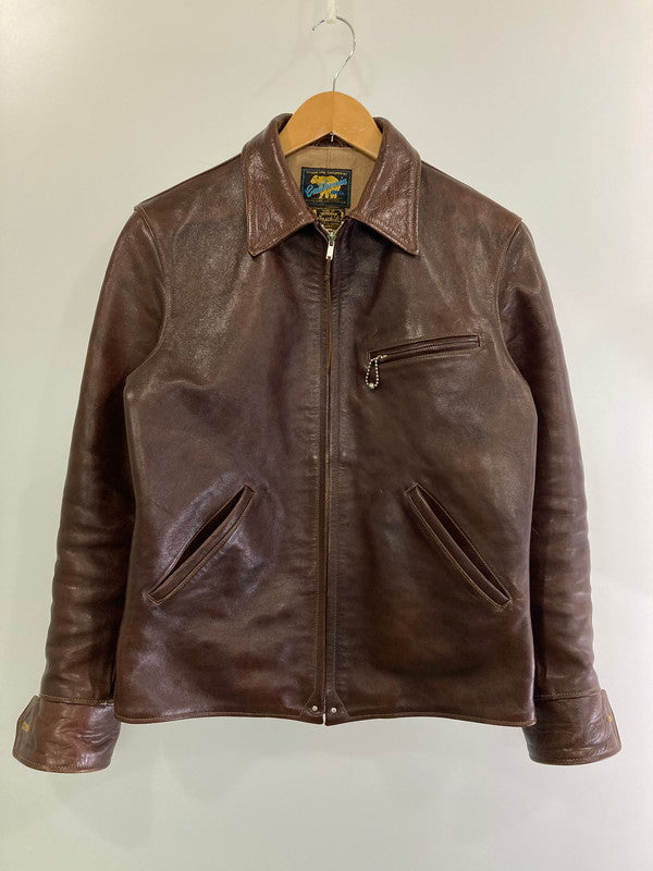 【中古品】【メンズ】 RAINBOW COUNTRY CALIFORNIA MFG CO. レインボーカントリー カリフォルニアマニファクチュアリング HORSEHIDE SINGLE SPORTS JACKET ホースハイド シングルスポーツジャケット アウター 145-241204-yn-26-min サイズ：38 カラー：ブラウン 万代Net店