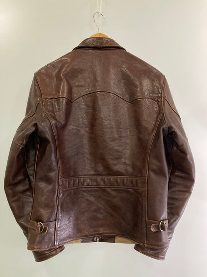 【中古品】【メンズ】 RAINBOW COUNTRY CALIFORNIA MFG CO. レインボーカントリー カリフォルニアマニファクチュアリング HORSEHIDE SINGLE SPORTS JACKET ホースハイド シングルスポーツジャケット アウター 145-241204-yn-26-min サイズ：38 カラー：ブラウン 万代Net店