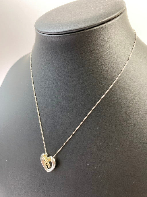 【中古品】【レディース】 TIFFANY&Co. ティファニー ハート リボン ネックレス ペンダント SV925 K18YG 182-241208-AB-13-min カラー：シルバー/ゴールド系 万代Net店