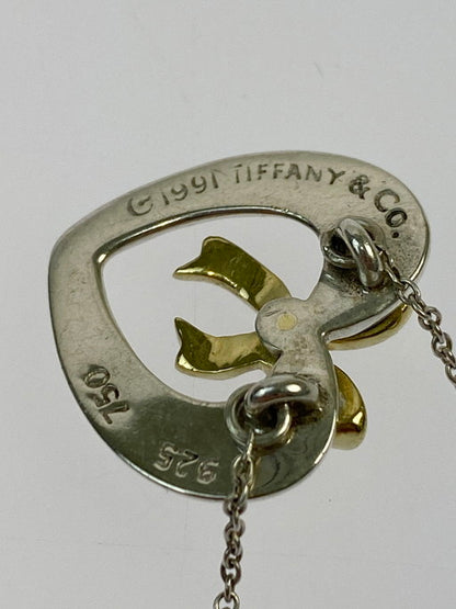 【中古品】【レディース】 TIFFANY&Co. ティファニー ハート リボン ネックレス ペンダント SV925 K18YG 182-241208-AB-13-min カラー：シルバー/ゴールド系 万代Net店