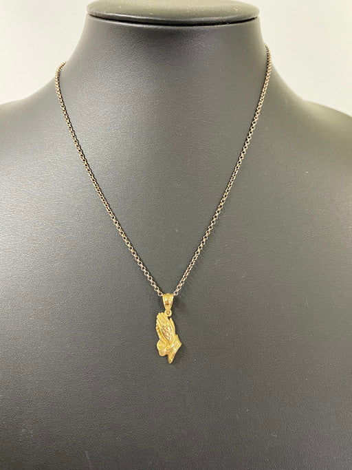 【中古品】【メンズ/レディース】  VINTAGE 10K PRAYING HANDS＆SILVER CHAIN NECKLACE ヴィンテージ ネックレス アクセサリー 192-241211-yn-07-min カラー：シルバー/ゴールド 万代Net店