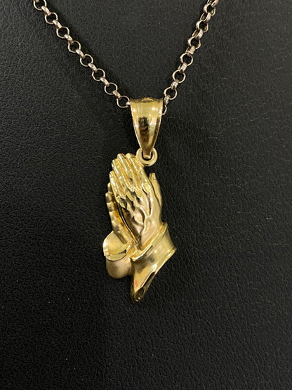 【中古品】【メンズ/レディース】  VINTAGE 10K PRAYING HANDS＆SILVER CHAIN NECKLACE ヴィンテージ ネックレス アクセサリー 192-241211-yn-07-min カラー：シルバー/ゴールド 万代Net店