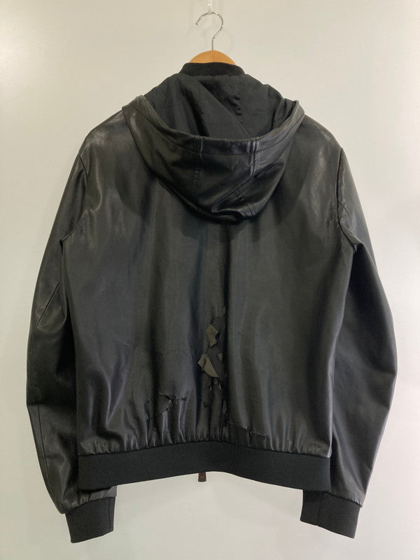 【現状渡し品】【メンズ】 ARMANI EXCHANGE アルマーニエクスチェンジ 3HZB04 LEATHER HOODED JACKET アウター 141-241208-AS-14-min サイズ：S カラー：ブラック 万代Net店