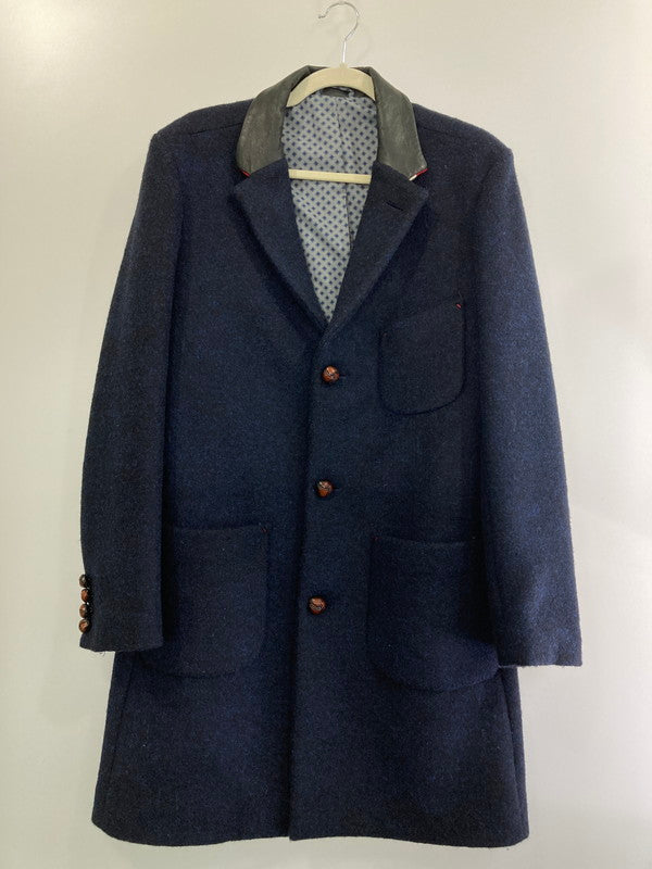 【中古品】【レディース】 H.C.R. ITALIA 903957 イタリア製 ウラノウールコート アウター 169-241209-me-02-min サイズ：48 カラー：ネイビー 紺 万代Net店