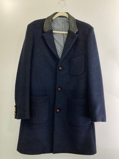 【中古品】【レディース】 H.C.R. ITALIA 903957 イタリア製 ウラノウールコート アウター 169-241209-me-02-min サイズ：48 カラー：ネイビー 紺 万代Net店