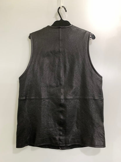 【中古品】【メンズ】 EDIFICE エディフィス シープベジレザー ロングベスト 23-011-300-1008 メンズ トップス インナーアウター メンズベスト 重ね着 147-241210-em-17-min サイズ：F カラー：ブラック 万代Net店