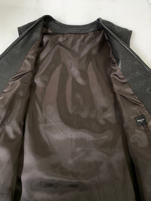 【中古品】【メンズ】 EDIFICE エディフィス シープベジレザー ロングベスト 23-011-300-1008 メンズ トップス インナーアウター メンズベスト 重ね着 147-241210-em-17-min サイズ：F カラー：ブラック 万代Net店