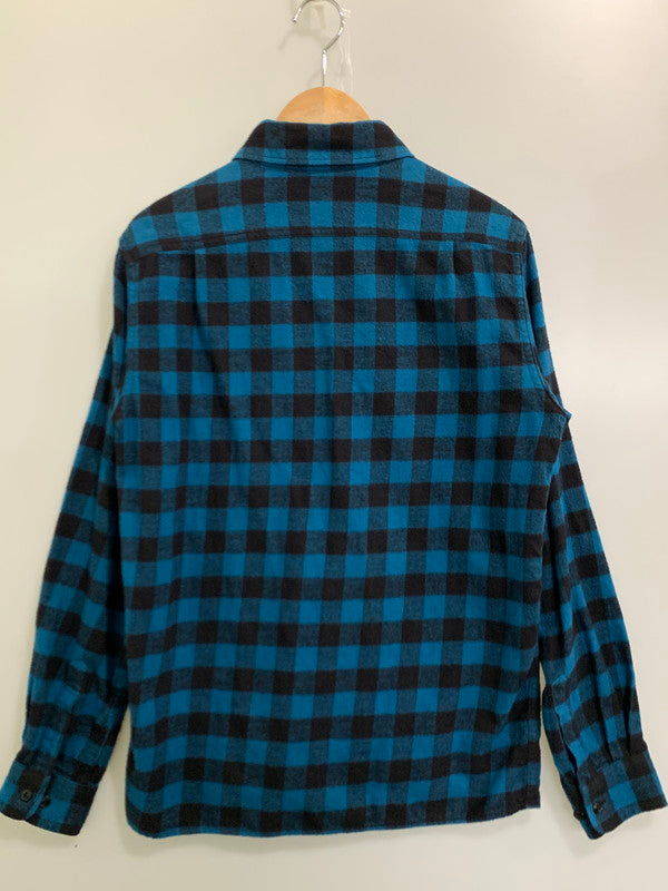 【中古品】【メンズ】 A BATHING APE アベイシングエイプ WOOL FLANNEL CHECK SHIRT ウール フランネル チェック シャツ 長袖シャツ トップス 142-241217-yn-04-min サイズ：M カラー：ブルー系 万代Net店