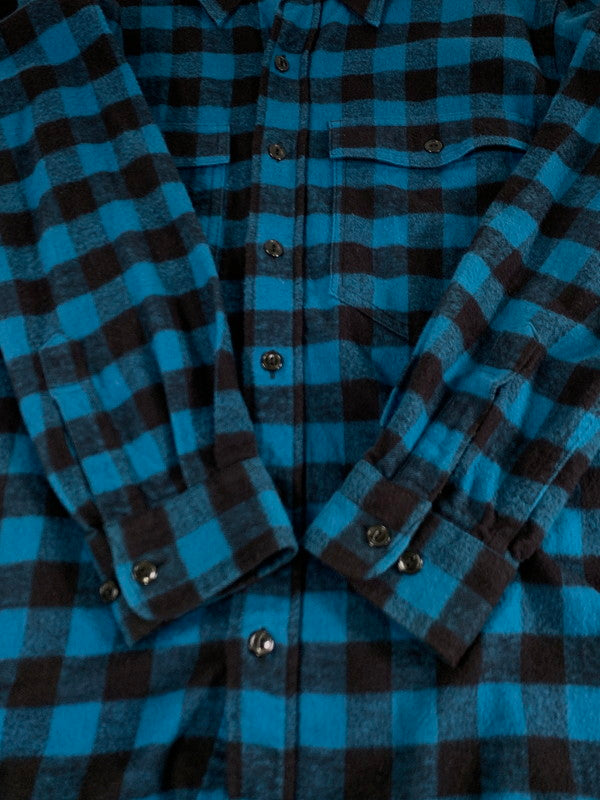 【中古品】【メンズ】 A BATHING APE アベイシングエイプ WOOL FLANNEL CHECK SHIRT ウール フランネル チェック シャツ 長袖シャツ トップス 142-241217-yn-04-min サイズ：M カラー：ブルー系 万代Net店