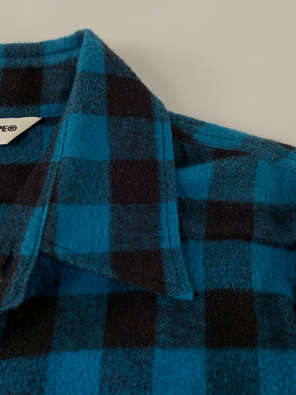 【中古品】【メンズ】 A BATHING APE アベイシングエイプ WOOL FLANNEL CHECK SHIRT ウール フランネル チェック シャツ 長袖シャツ トップス 142-241217-yn-04-min サイズ：M カラー：ブルー系 万代Net店