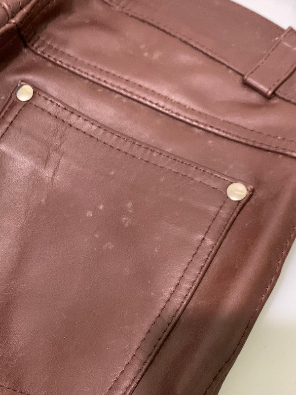 【現状渡し品】【メンズ】 OHPLAN オウプラン レザーパンツ ボトムス 156-241220-me-23-min サイズ：30 カラー：ブラウン 万代Net店