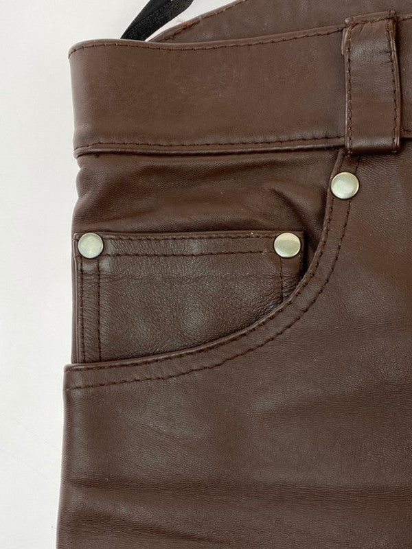 【現状渡し品】【メンズ】 OHPLAN オウプラン レザーパンツ ボトムス 156-241220-me-23-min サイズ：30 カラー：ブラウン 万代Net店