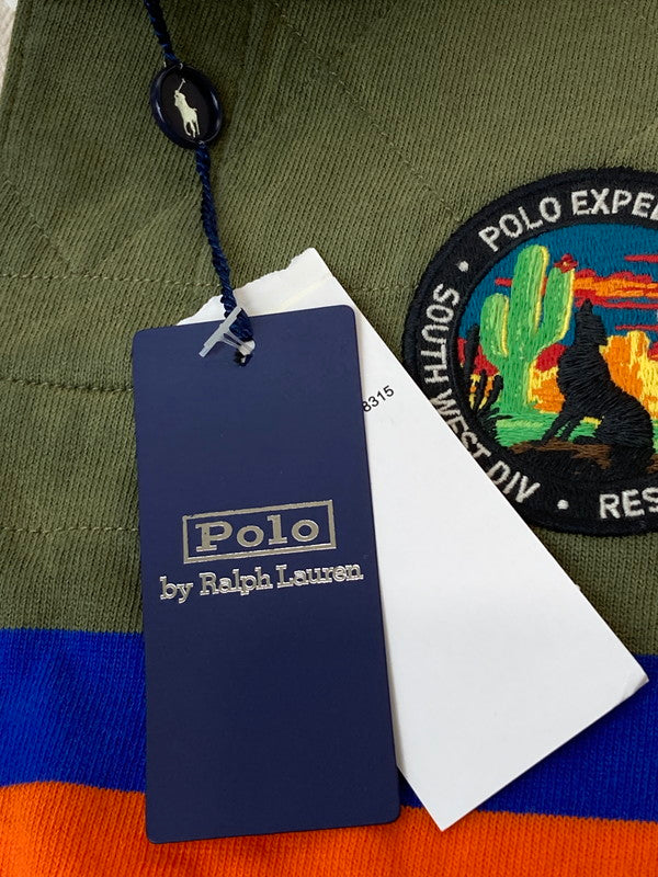 【中古美品】【メンズ】 Polo by Ralph Lauren ポロバイラルフローレン CLASSIC FIT STRIPED JERSEY クラシックフィット ストライプ ジャージ トップス ポロシャツ 147-241213-jt-05-min サイズ：M カラー：オリーブ/オレンジ/ブルー 万代Net店