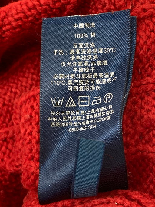 【中古品】【メンズ】 RALPH LAUREN ラルフローレン ケーブルニット セーター トップス 146-241216-me-08-min サイズ：M カラー：レッド 赤 万代Net店