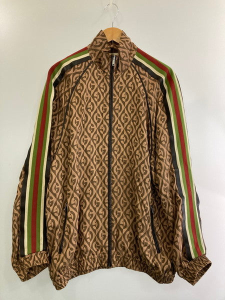 【中古品】【メンズ】  GUCCI グッチ OVERSIZE G RHOMBUS ZIP JACKET 587358 オーバーサイズ  G ロゴ ロンバス ジップ トラック ジャケット ブルゾン メンズトップス 141-241216-em-01-min サイズ：XS カラー：ブラウン系 万代Net店