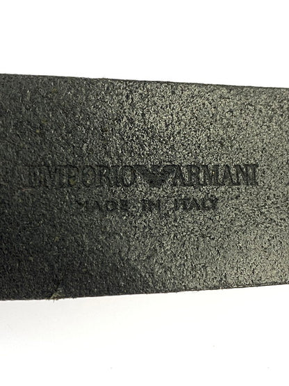 【中古品】【メンズ】 Emporio Armani エンポリオ・アルマーニ YEMB28 LEATHER LOGO BUCKLE BELT ベルト 205-241222-ks-18-min カラー：シルバー/ブラック 万代Net店