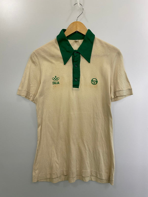 【現状渡し品】【メンズ】 SERGIO TACCHINI セルジオ タッキーニ80-90S POLO SHIRT ポロシャツ 146-260408-zi-25-min サイズ：US L カラー：グリーン/ベージュ 万代Net店