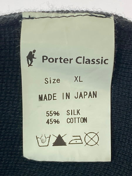 【中古品】【メンズ】 PORTER CLASSIC ポータークラシック COTTON SILK CARDIGAN コットン シルク カーディガン 140-241223-me-04-min サイズ：XL カラー：ブラック 黒 万代Net店