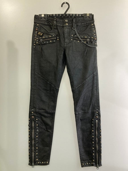 【中古品】【メンズ】 RALPH LAUREN ラルフローレン COATING STUDS PANT コーティング スタッズ パンツ ボトムス 157-241223-me-16-min サイズ：28 カラー：ブラック 万代Net店