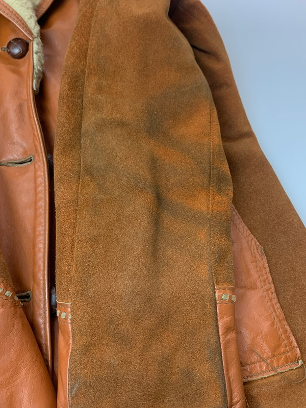 【現状渡し品】【メンズ】 JOO KAY ジョーオーケイ 60-70'S レザーコート アウター 146-260619-jt-27-min サイズ：サイズ不明 下記参照 カラー：ブラウン系 万代Net店