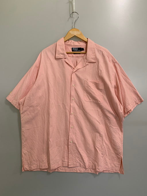 【中古品】【メンズ】 POLO RALPH LAUREN ポロ・ラルフローレン 90'S CALDWELL シルク混オープンカラーシャツ 半袖シャツ 146-241221-AS-23-min サイズ：XXL カラー：ピンク 万代Net店