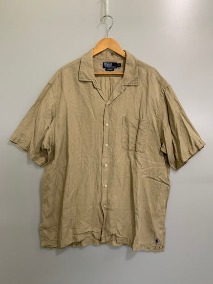 【中古品】【メンズ】 POLO RALPH LAUREN ポロ・ラルフローレン CALDWELL 裾ポニー オープンカラーシャツ 半袖シャツ 146-241221-AS-22-min サイズ：XL カラー：ベージュ 万代Net店