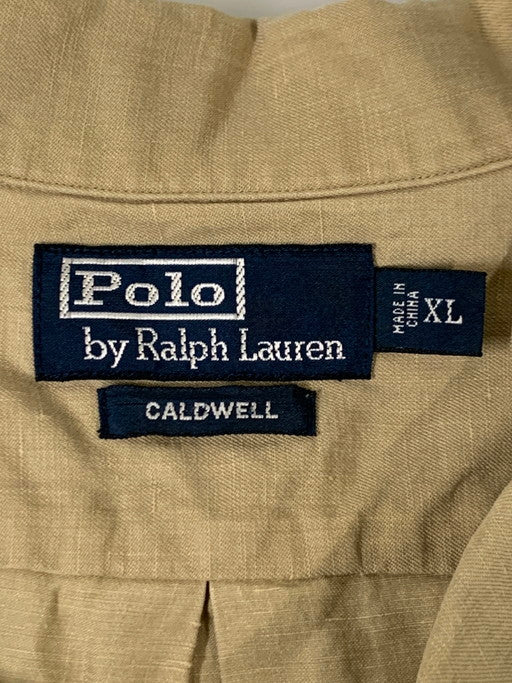 【中古品】【メンズ】 POLO RALPH LAUREN ポロ・ラルフローレン CALDWELL 裾ポニー オープンカラーシャツ 半袖シャツ 146-241221-AS-22-min サイズ：XL カラー：ベージュ 万代Net店