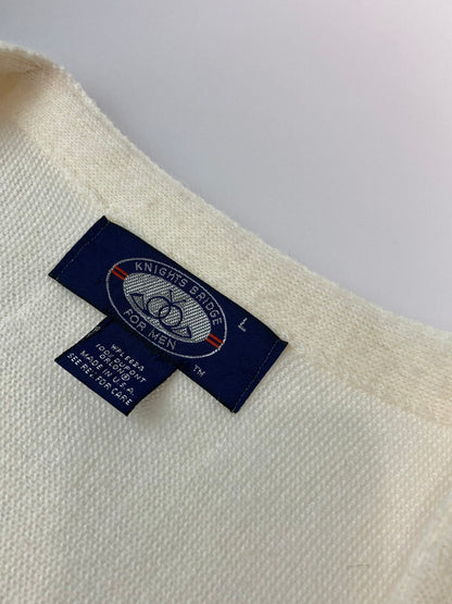 【中古品】【メンズ】 KNIGHTS BRIDGE ナイツ ブリッジ USA製 90S KNIT CARDIGAN アメリカ製 ９０年代 ナイト カーディガン メンズ 146-241223-em-13-min サイズ：L カラー：オフホワイト 万代Net店