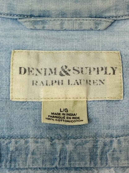 【中古品】【メンズ】  DENIM&SUPPLY-RALPH LAUREN- デニム アンド サプライ ラルフローレン シャンブレー ウェスタンデニムシャツ 星条旗 シャンブレーシャツ 146-241223-em-14-min サイズ：L カラー：ライトブルー 万代Net店