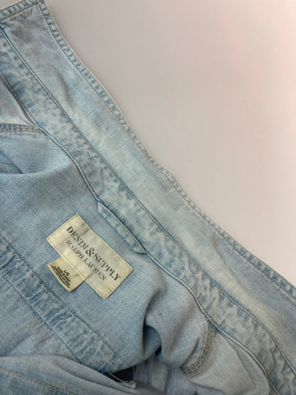 【中古品】【メンズ】  DENIM&SUPPLY-RALPH LAUREN- デニム アンド サプライ ラルフローレン シャンブレー ウェスタンデニムシャツ 星条旗 シャンブレーシャツ 146-241223-em-14-min サイズ：L カラー：ライトブルー 万代Net店