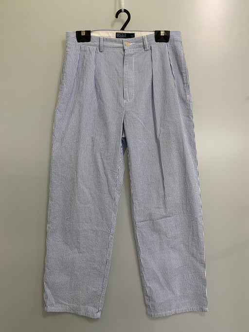 【中古品】【メンズ】 POLO RALPH LAUREN ポロ・ラルフローレン 2タックストライプパンツ ボトムス パンツ ズボン 157-241224-AS-40-min サイズ：W33×L32 カラー：ブルー/ホワイト 万代Net店