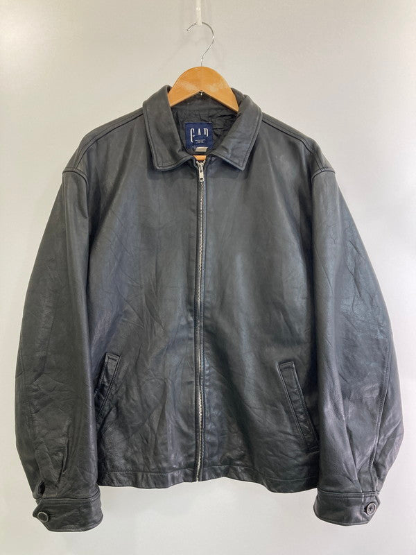 【中古品】【メンズ】  OLD GAP オールドギャップ 紺タグ 90S COW LEATHER SINGLE JACKET カウレザーシングルジャケット 146-241225-ks-13-min サイズ：L カラー：ブラック 万代Net店