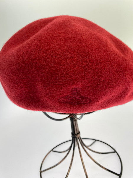 【中古品】【メンズ/レディース】 Vivienne Westwood ヴィヴィアンウエストウッド ORB WOOL BERET ウール ベレー帽 帽子 185-241226-me-12-min サイズ：S-M カラー：レッド 赤 万代Net店