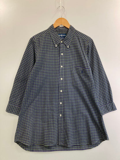 【中古品】【メンズ】 POLO RALPH LAUREN ポロ・ラルフローレン BIG SHIRT  LS COTTON BD SHIRT ビッグシャツ コットンシャツ トップス 146-250102-cn-10-min サイズ：M カラー：パープル/グリーン/チェック柄 万代Net店