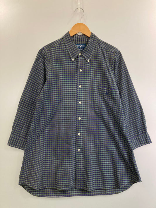 【中古品】【メンズ】 POLO RALPH LAUREN ポロ・ラルフローレン BIG SHIRT  LS COTTON BD SHIRT ビッグシャツ コットンシャツ トップス 146-250102-cn-10-min サイズ：M カラー：パープル/グリーン/チェック柄 万代Net店